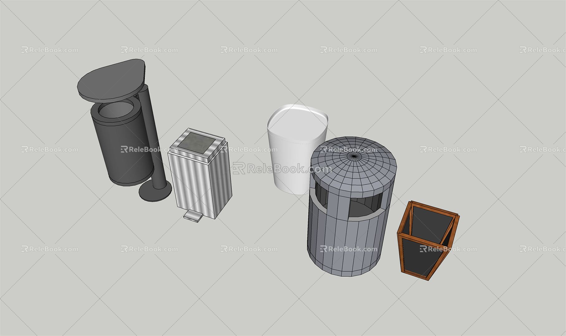 Modern trash can garbage sorting station garbage bin garbage room sorting bin model