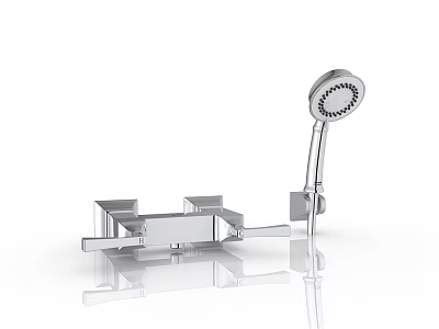 Modern Chrome Shower Head Set With Handheld Sprayer And Wall Mount Bracket 3d model