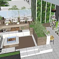 Outdoor Garden Landscape Design With Wooden Deck Green Plants And Leisure Seating