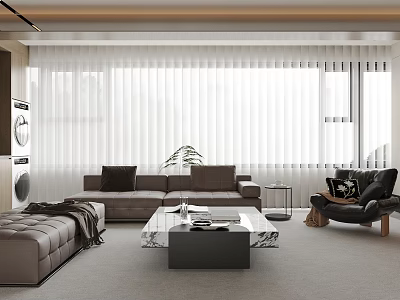 Modern Home Living Room No Main Lamp Living Room Large Apartment Living Room Sofa Coffee Table Combination 3d model