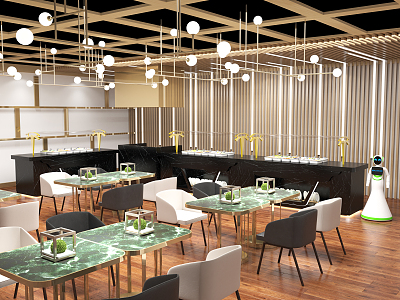 Light Luxury Restaurant Teppanyaki Restaurant 3d model