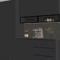 Modern Gray Sideboard With Storage Cabinets Coffee Machine Green Plant And Textured Backsplash 3d model