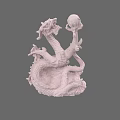 Detailed Pink Dragon Sculpture With Skull Head And Textured Base Design