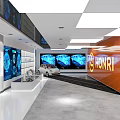 Honri Modern Exhibition Hall Interior With Electronic Displays And Bright Lighting