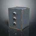 Commercial Safebox Equipment With Three Metal Knobs Blue Exterior Vintage Worn Look Design