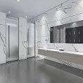 SPA Sauna Interior With Pink And White Marble Walls Lockers Mirror And Washbasin