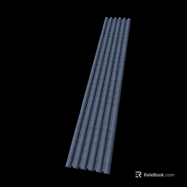 Gray Industrial Metal Pipes As Building Components In Longitudinal Arrangement 3d model 