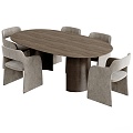 Dining table and chair combination dining table long table oval table 3d model