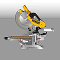 Industrial Mitre Saw Equipment With Yellow Upper Structure And Silver Base Components