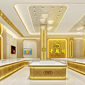 Elegant Luxury Jewelry Store Featuring Golden Exterior Ornate Signboard And Sparkling Display Windows