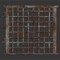 Rusty Metal Grid Cube Structure With Rusted Surface And Intricate Design