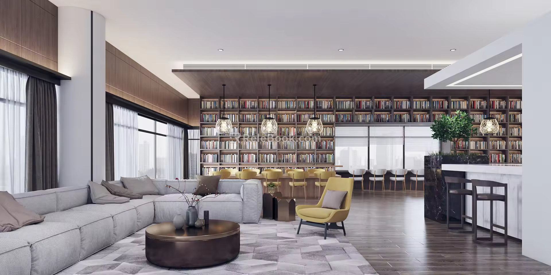 modern library 3d model