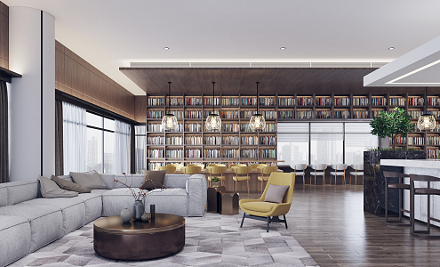 modern library 3d model