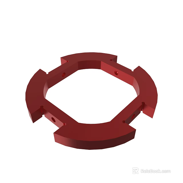 Red Ring Shaped Mechanical Part With Mounting Lugs And Holes Structure 3d model