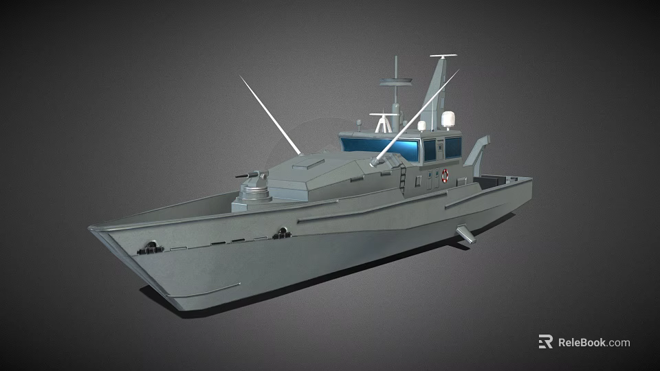 Military Combat Weapon Naval Ship Equipped With Radar And Front Gun 3d model 