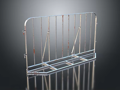 Silver Metal Railing With Rust Marks And Shiny Bottom Reflections 3d model