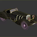 Classic Black Vintage Roadster With Streamlined Body Chrome Details And Retro Headlights