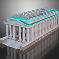 Ancient Architecture Classical Design Featuring Stone Columns Glass Roof And Stone Steps