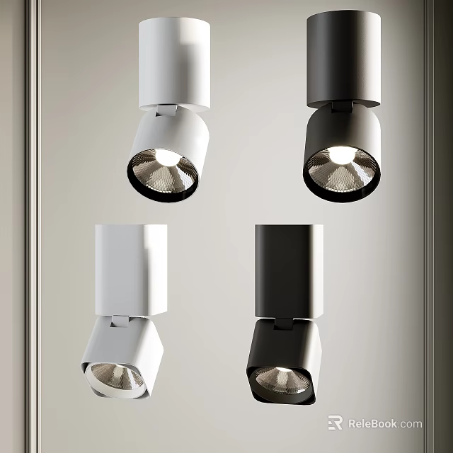 Modern Sleek Design White And Black Downlights And Spotlights For Home Lighting 3d model 