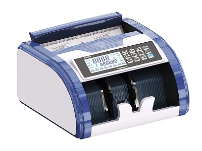 Blue And White Commercial Money Counter Business Equipment With Digital Display And Keypad 3d model