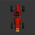 Vintage Red Race Car With Yellow Front Number 23 And Large Wheels