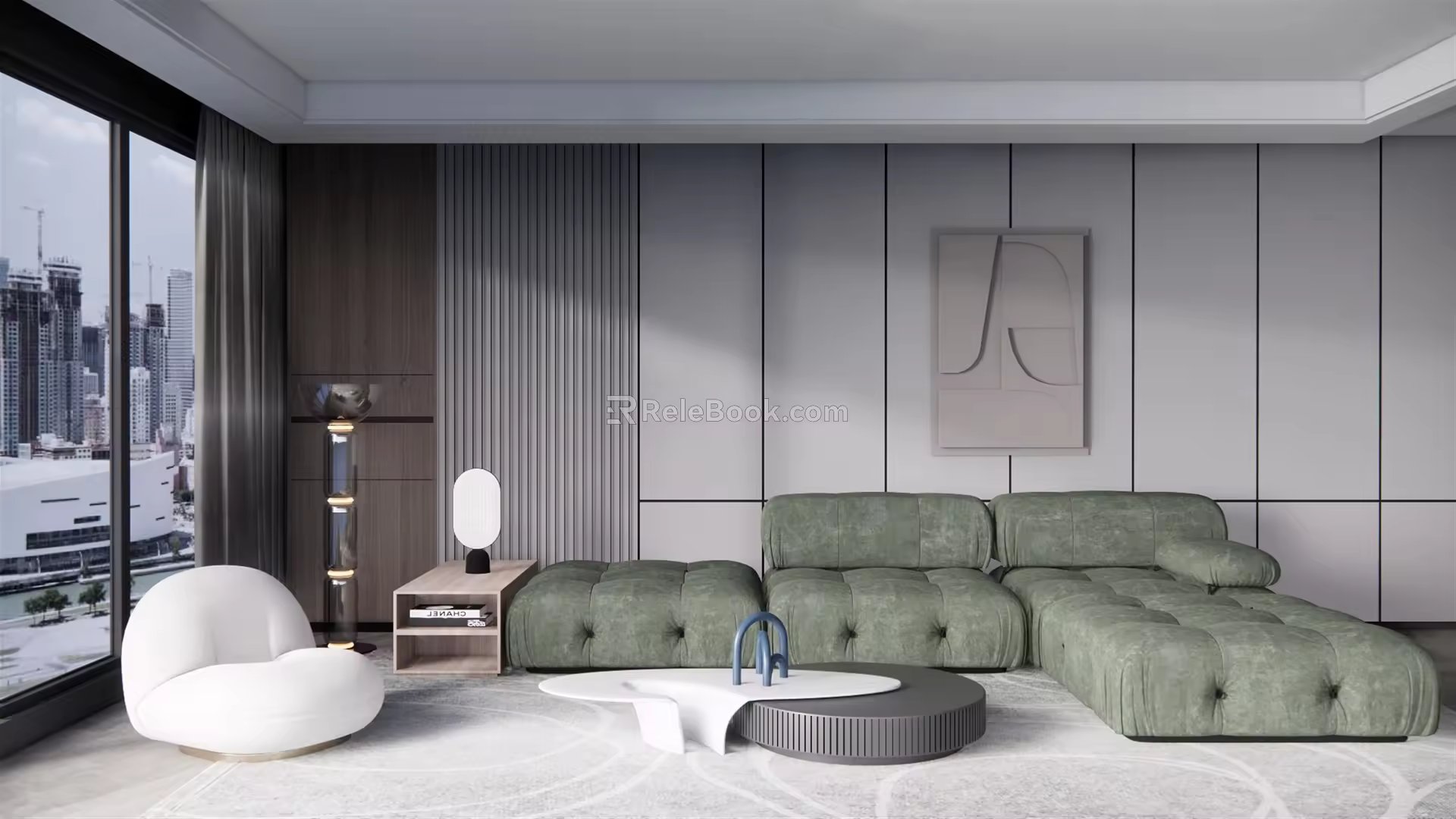 Modern sofa coffee table combination 3d model