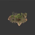 Modern Scene With Ancient Stone Walls Overgrown By Vines Moss And Broken Stones