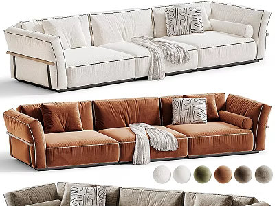 Modern Sectional Sofa With Color Options Throw Pillows And Blanket 3d model