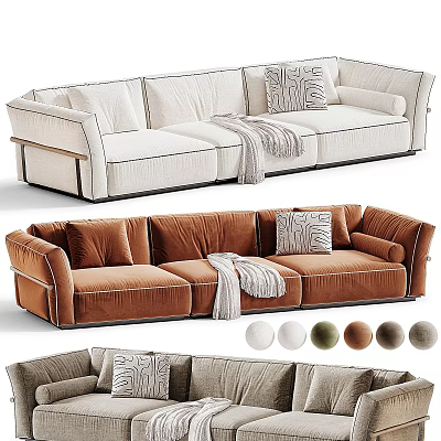 Modern Sectional Sofa With Color Options Throw Pillows And Blanket 3d model