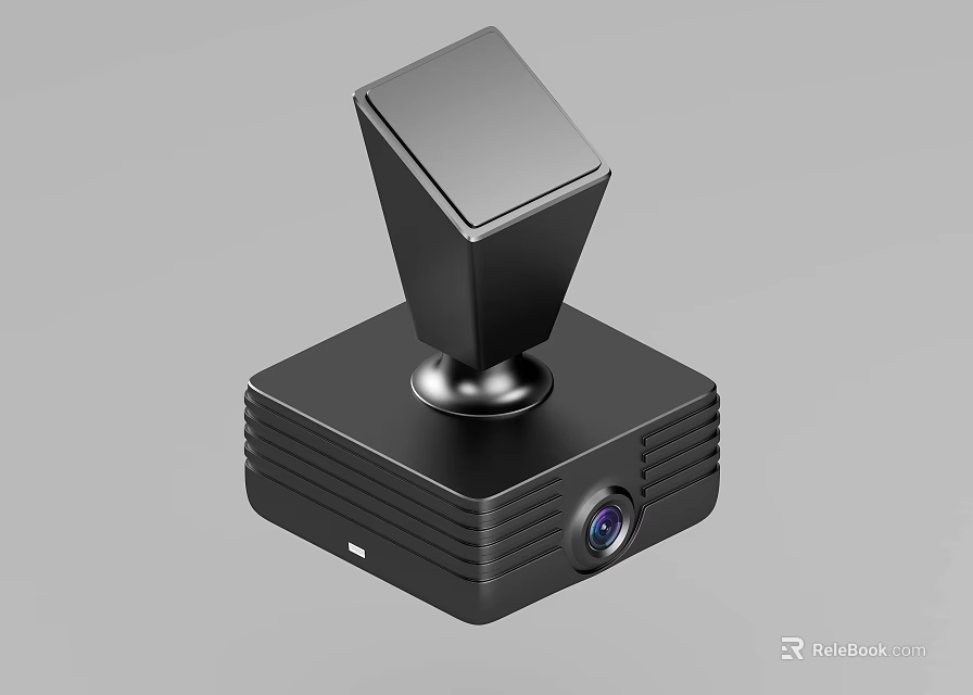 Projection Surveillance Camera with Black Square Base Compact Design HD Lens for Home Security 3d model 