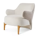 Modern Cozy Single Sofa With Plush Fabric Upholstery Curved Arms And Wooden Legs