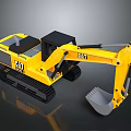 Yellow CAT Excavator Model With Black Tracks And Front Bucket