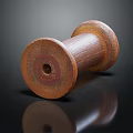 Vintage Wooden Spool With Rustic Texture On Dark Reflective Background 3d model