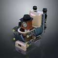 Mechanical Toilet Robot Structure Featuring Black Hat Clock Mechanical Arms And Lights