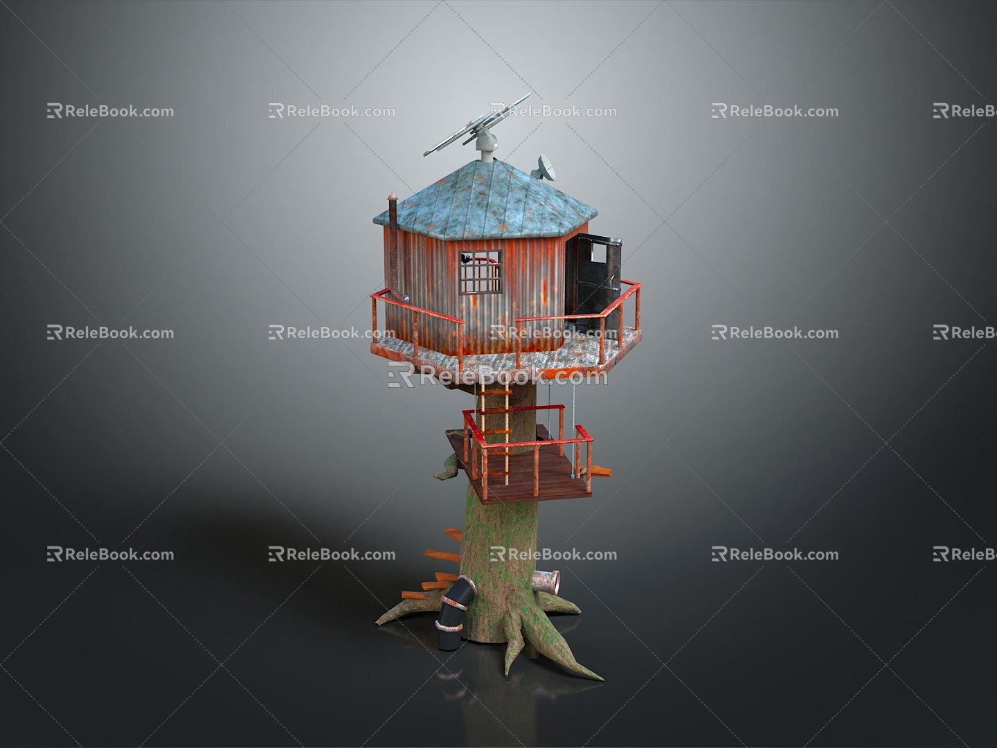 Tree House Cartoon Tree House Cartoon Wooden House House Game Environment Cartoon Environment Animation Environment 3d model