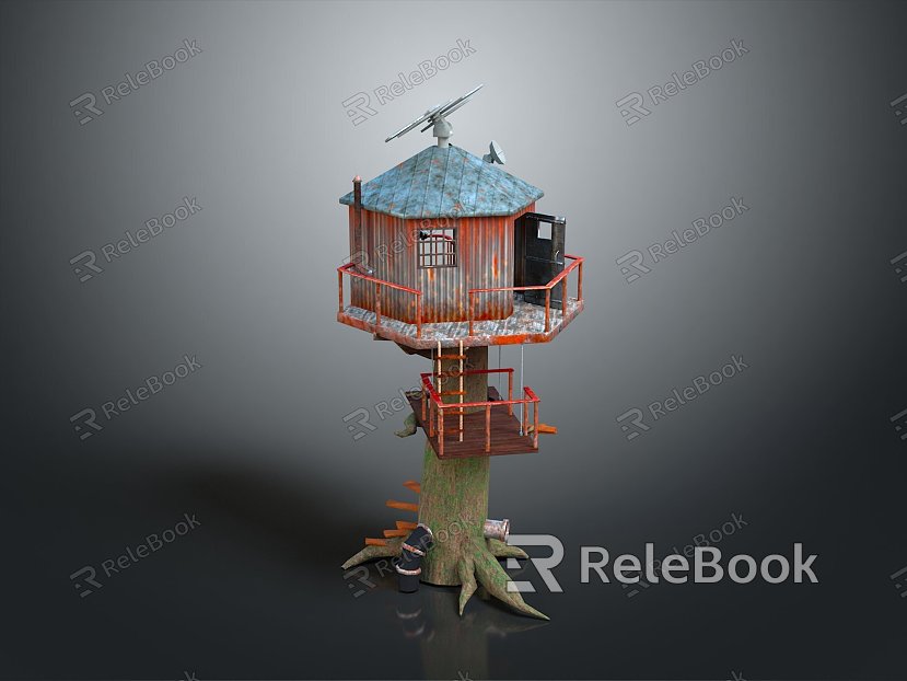 Tree House Cartoon Tree House Cartoon Wooden House House Game Environment Cartoon Environment Animation Environment model