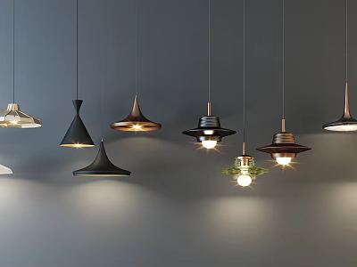 Stylish Modern Pendant Lights With Various Designs And Hanging Styles 3d model