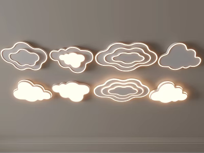Cloud Shaped Ceiling Lights With Illuminated Design 3d model