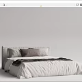 Modern Double Bed With White Linen Sheets Brown Pillows And Minimalist Headboard Design