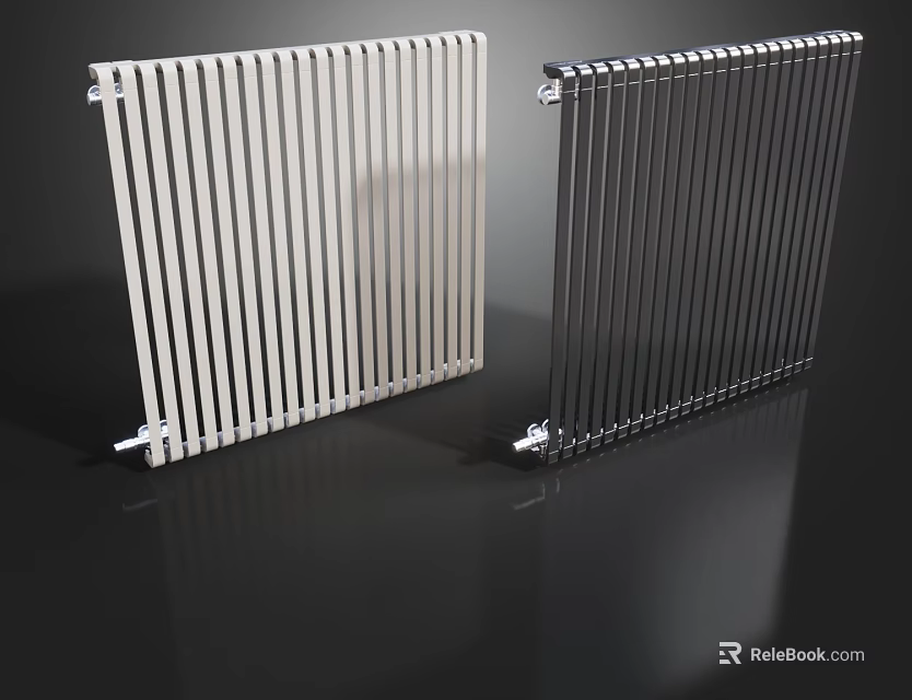 Modern Steel Radiators in White and Black with Sleek Vertical Design for Home Heating 3d model 