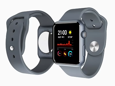 Smartwatch With Gray Strap Digital Screen Time Weather And Heart Rate Monitor 3d model