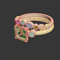 Elegant Silver Fashion Ring with Green Square Gemstone and White Accent Stones Design