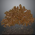 Copper Coral Shaped Crystals With Shiny Textured Structure Against Dark Background
