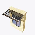 Awning With Metal Frame Installed Over Window On Brick Wall Exterior 3d model