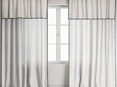 Curtain cotton linen window 3d model