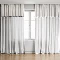 Elegant White Layered Curtains With Valance For Modern Window Interior Design