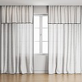 Curtain cotton linen window 3d model