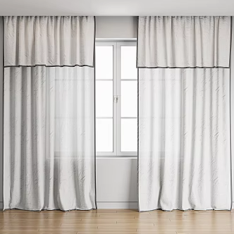 Curtain cotton linen window 3d model