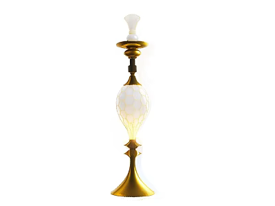 Elegant Decorative Ornament Set With Gold Base And White Carved Design 3d model