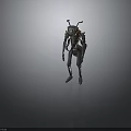 Futuristic Mechanical Ant Robot Character with Metallic Limbs and Antennae